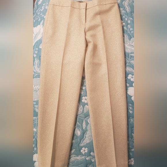 Talbots 2pc Blazer And Pant Set Metallic Gold Cotton Blend Sz 2 Holiday Formal - Picture 6 of 16